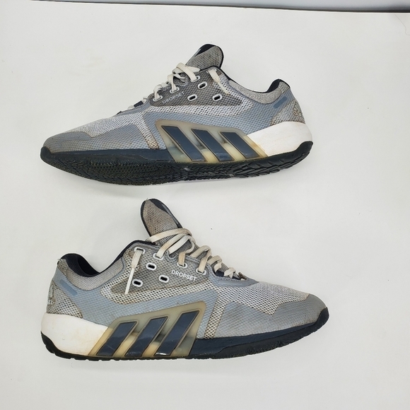 adidas Dropset Shoes Men 11 Trainer Gray White Three Stripe Athletic Sneaker - Picture 9 of 16